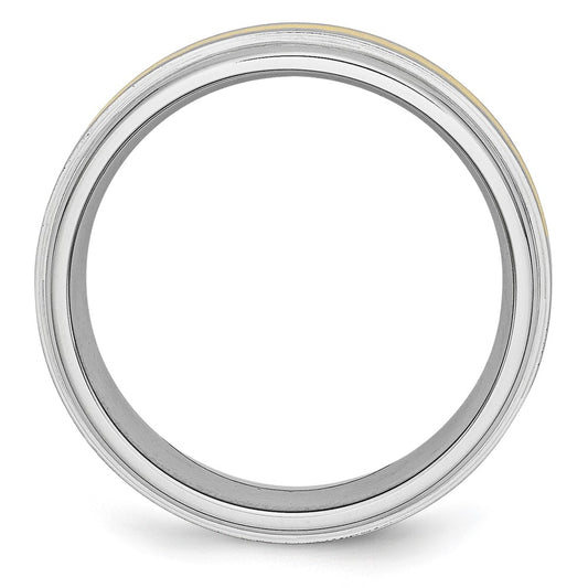 Chisel Cobalt 14k Gold Inlay Satin and Polished 8mm Band