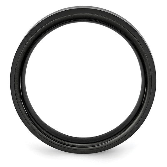 Chisel Ceramic Black Beveled Edge 8mm Brushed and Polished Band