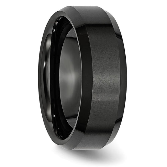 Chisel Ceramic Black Beveled Edge 8mm Brushed and Polished Band