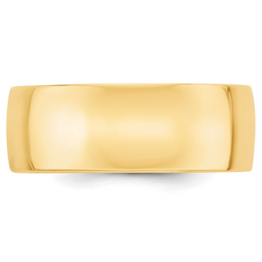 14k Yellow Gold 8mm Lightweight Comfort Fit Wedding Band