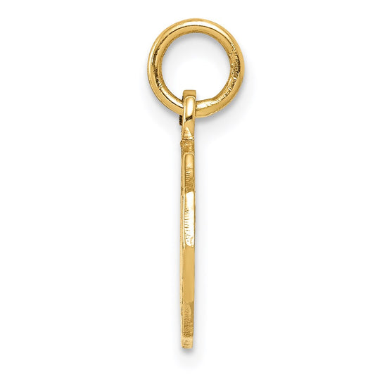 14k Polished and Satin Baptism Spanish Recuerdo Del Bautismo on Back Round Charm