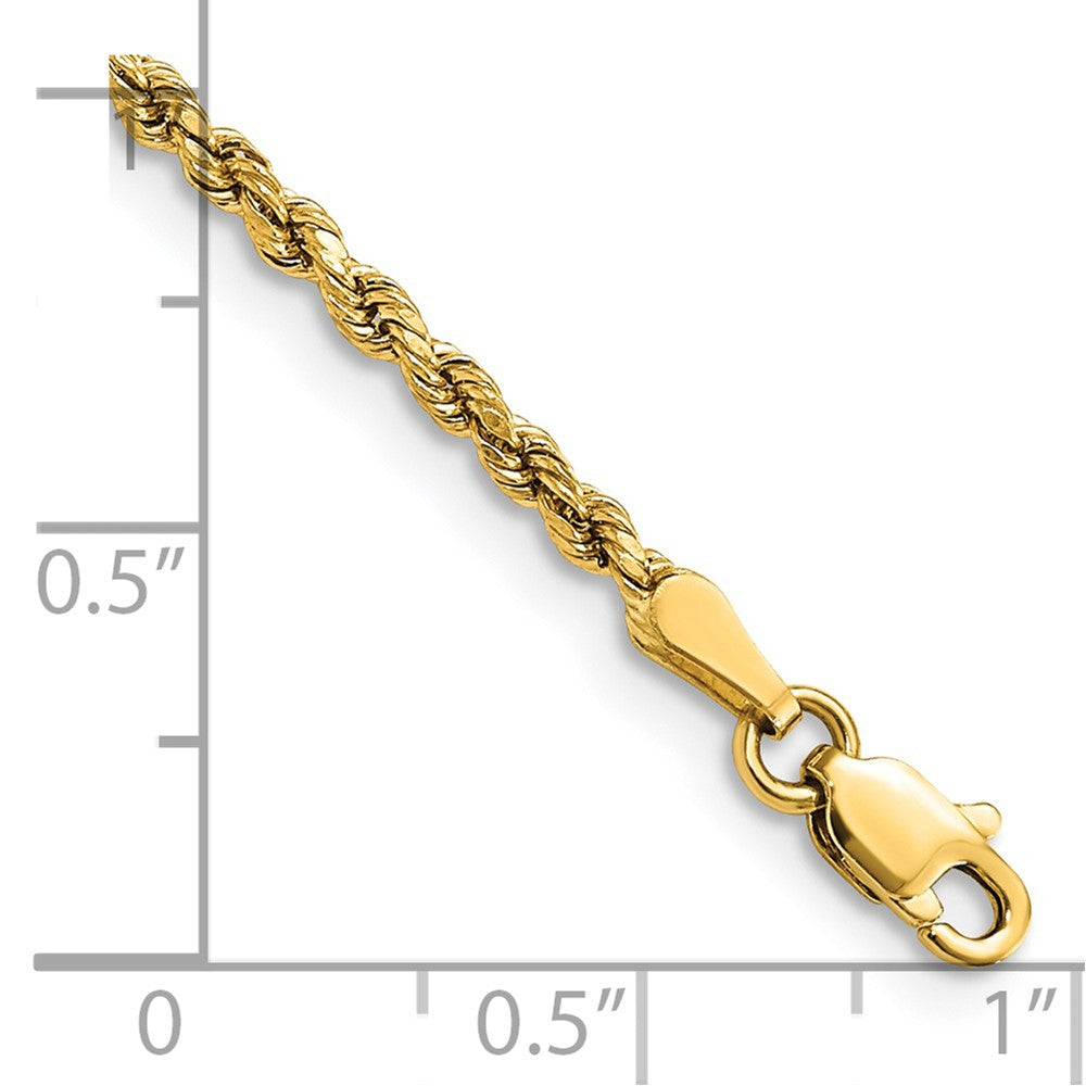 14K 2.25mm Semi Solid Diamond-cut Rope with Lobster Clasp Chain