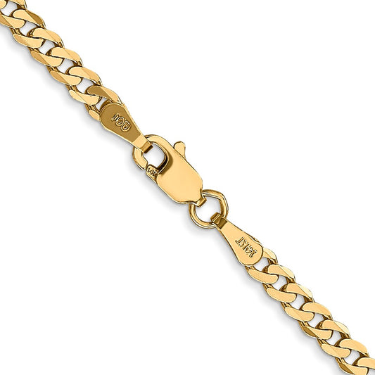 14K 2.9mm Flat Beveled Curb with Lobster Clasp Chain