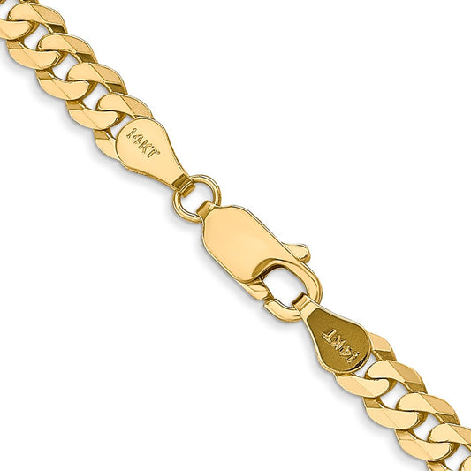 14K 4.75mm Flat Beveled Curb with Lobster Clasp Chain