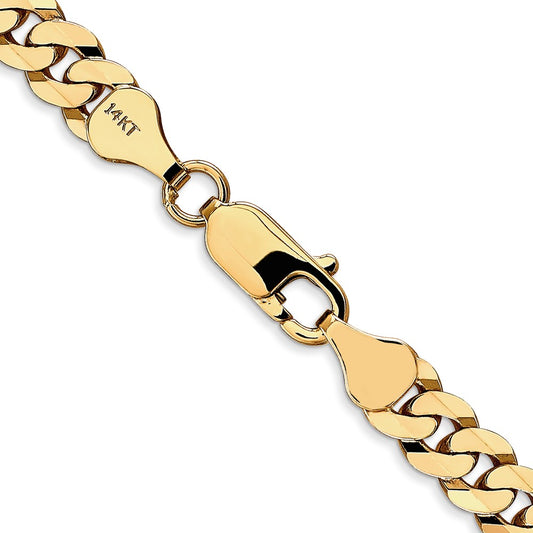 14K 6.25mm Flat Beveled Curb with Lobster Clasp Chain