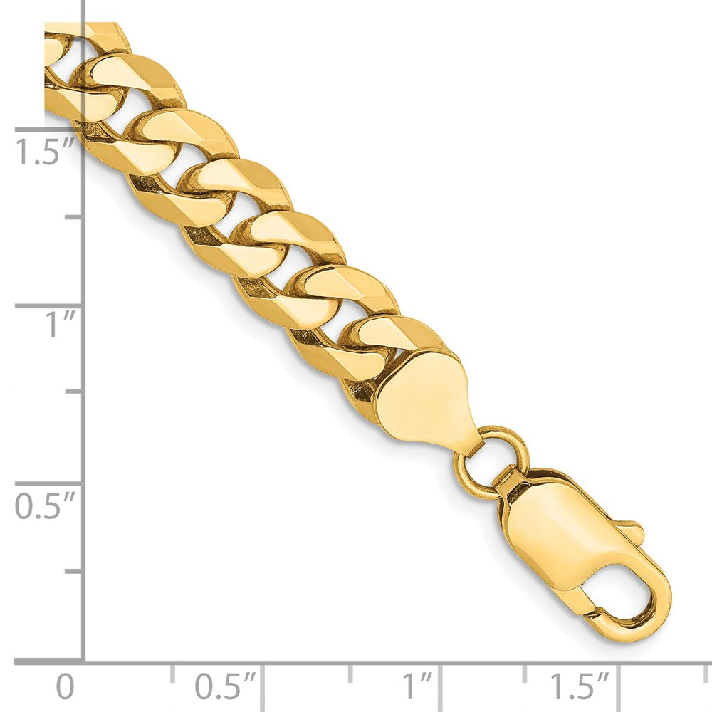 14K 8mm Flat Beveled Curb with Lobster Clasp Chain