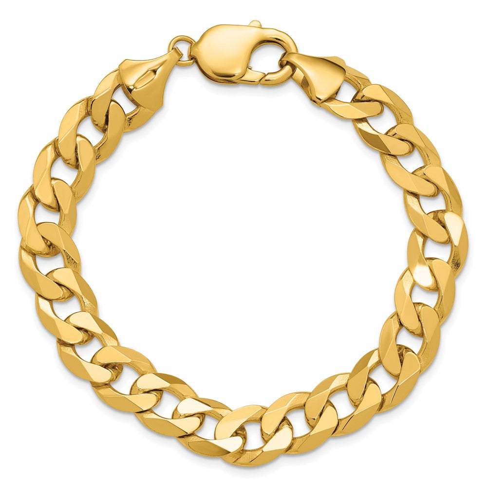 14K 9.5mm Flat Beveled Curb with Lobster Clasp Chain