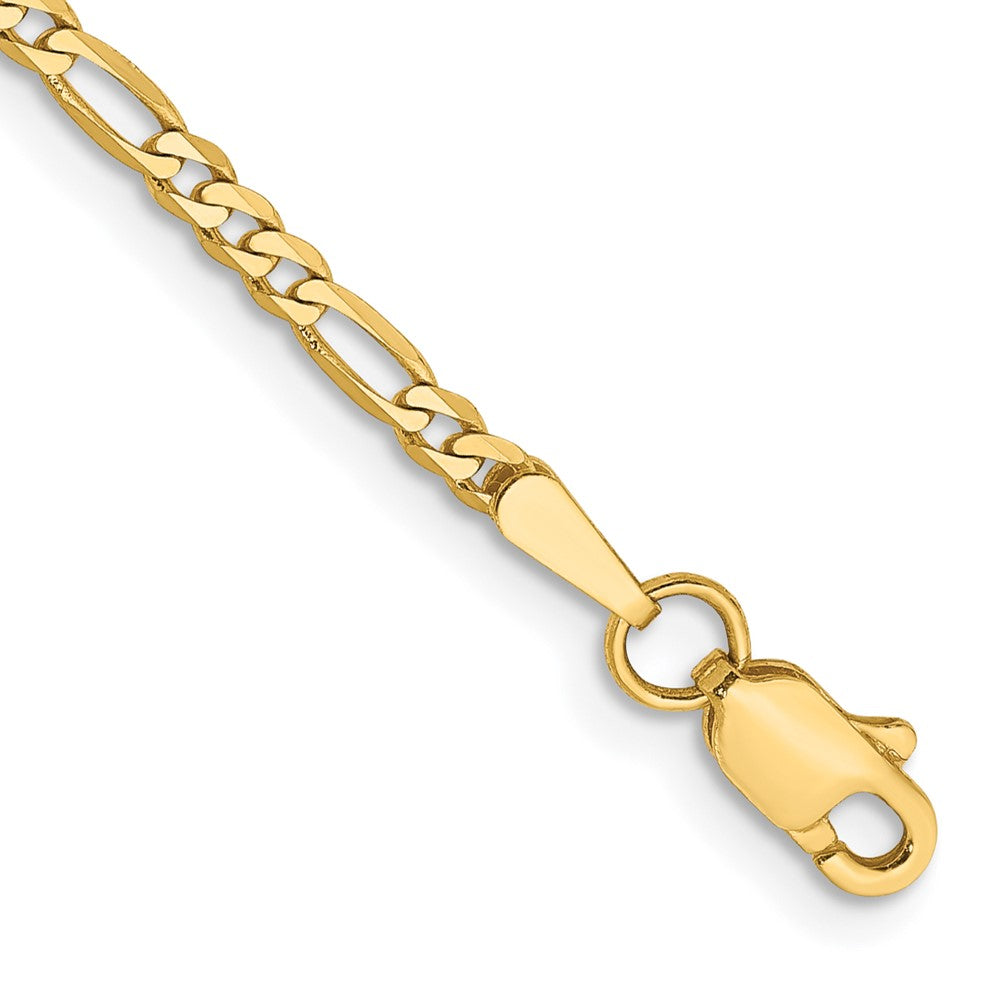14K 2.25mm Flat Figaro with Lobster Clasp Bracelet