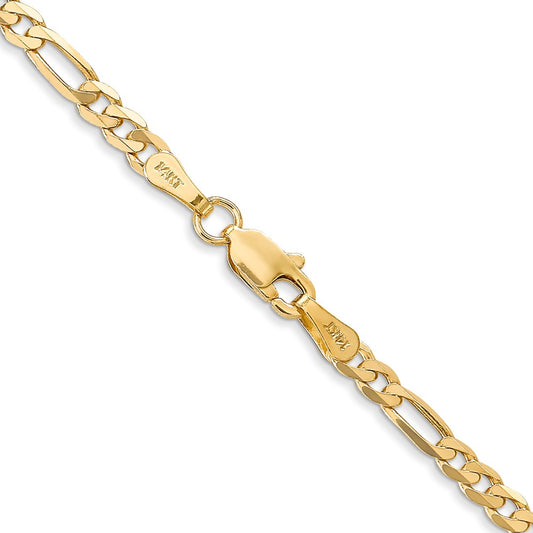 14K 3mm Flat Figaro with Lobster Clasp Chain