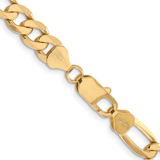 14K 7.5mm Flat Figaro with Lobster Clasp Chain