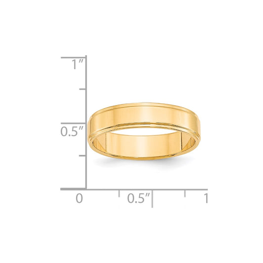 14k Yellow Gold 5mm Flat with Step Edge Wedding Band