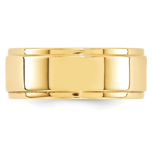 14k Yellow Gold 8mm Flat with Step Edge Wedding Band