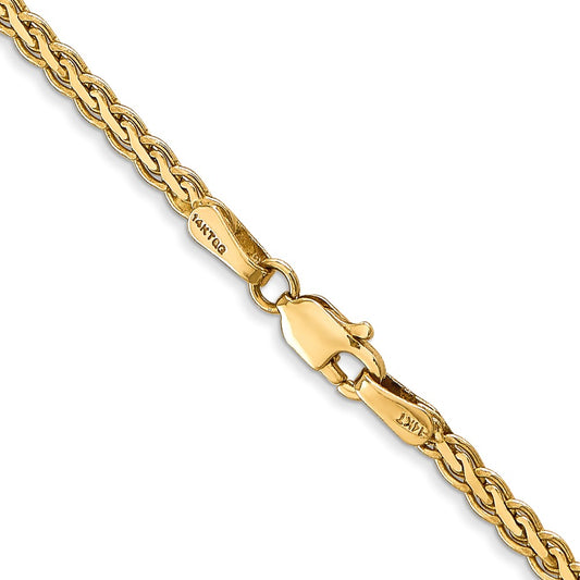 14K 2.4mm Flat Wheat with Lobster Clasp Chain