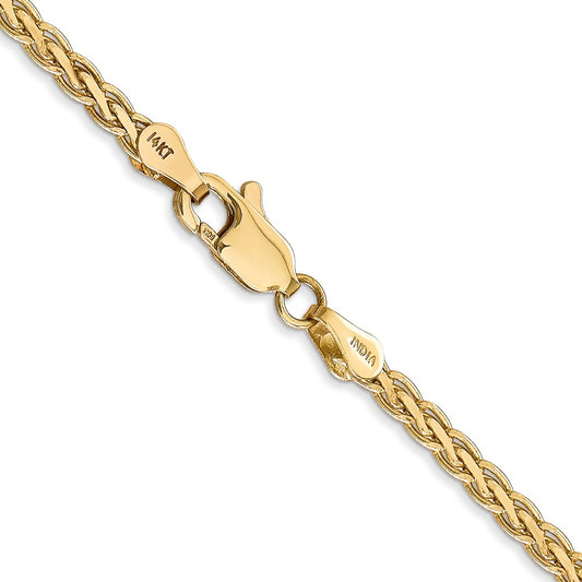14K 2.8mm Flat Wheat with Lobster Clasp Chain