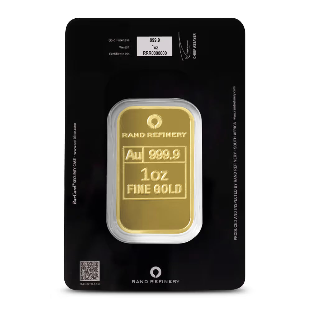 1 oz Rand Refinery Gold Bar (New w/ Black Assay)