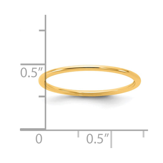 14KY 1mm Half Round Band