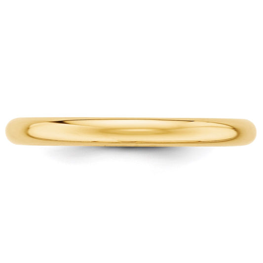 14k Yellow Gold 2.5mm Half Round Wedding Band