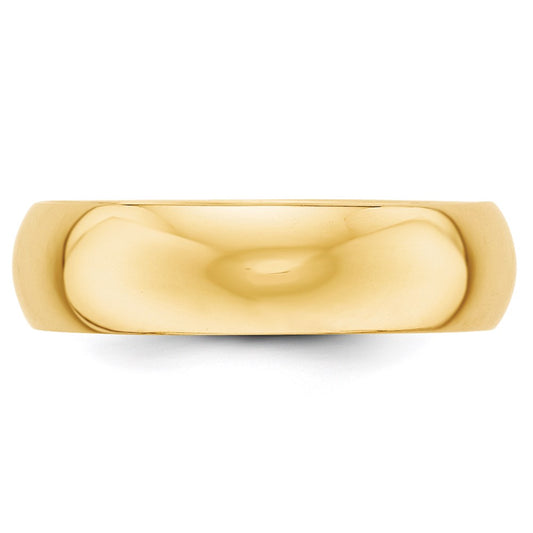 14k Yellow Gold 6mm Half Round Wedding Band