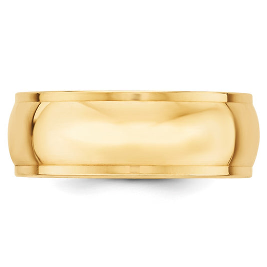 14k Yellow Gold 8mm Half Round with Edge Wedding Band