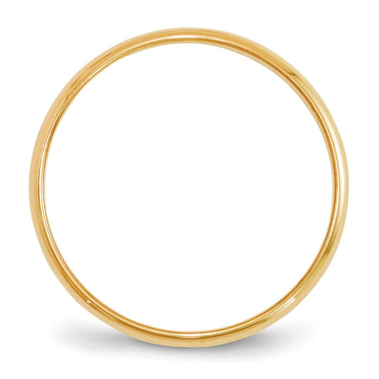 14k Yellow Gold 2mm Lightweight Half Round Wedding Band
