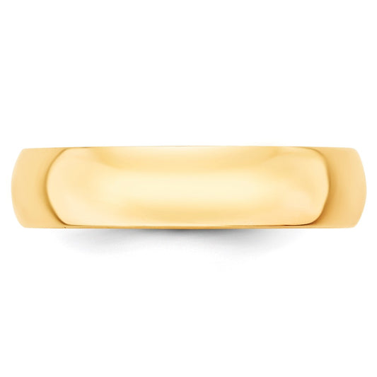 14k Yellow Gold 5mm Lightweight Half Round Wedding Band