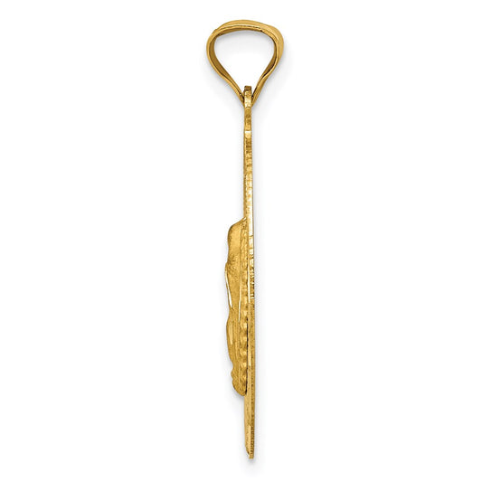 14K Polished Diamond-cut Solid Our Lady Of Guadalupe Oval Pendant