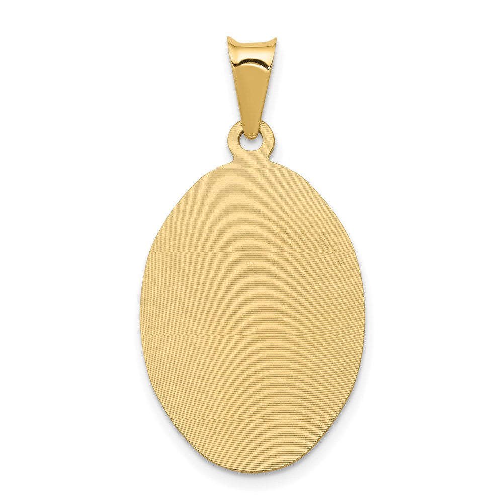 14K with Rose and White Rhodium Diamond-cut Solid Our Lady Of Guadalupe Oval Pendant