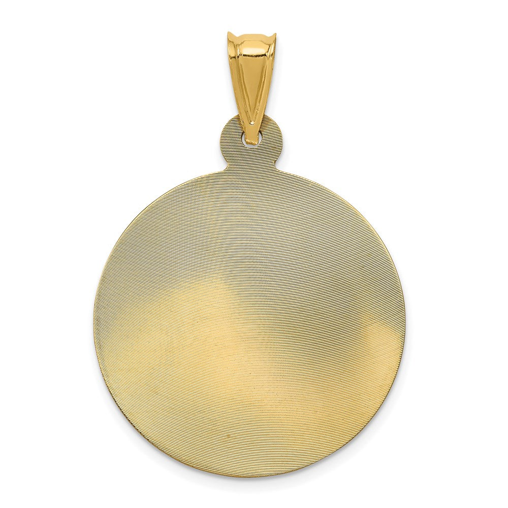 14K with Rose and White Rhodium Polished Diamond-cut Solid Large Our Lady Of Guadalupe Round Pendant