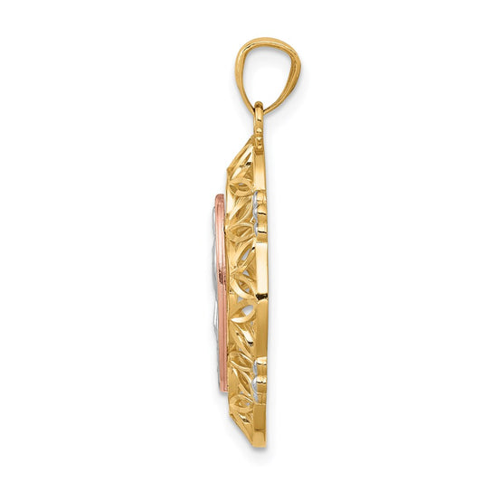 14K Two-tone with White Rhodium Our Lady of Guadalupe Pendant
