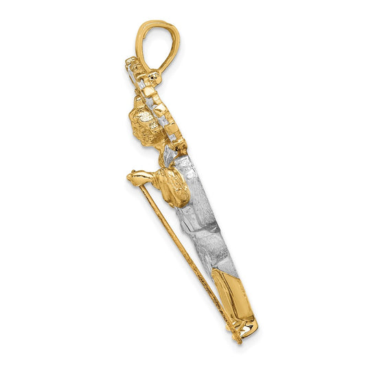 14K and White Rhodium CZ Polished Diamond-cut St. Jude Thaddeus Pendant