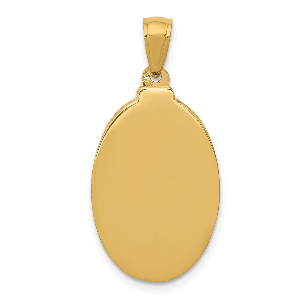 14k Polished and Satin Solid St Theresa Medal Oval Pendant