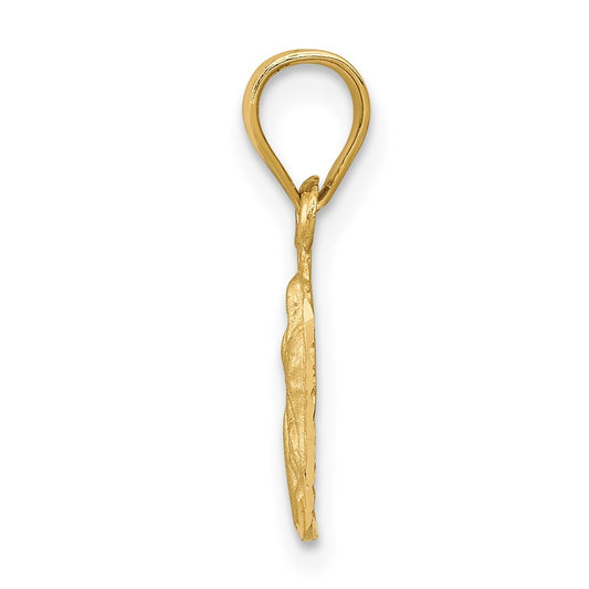 14k Satin and Diamond-cut Small Our Lady of Guadalupe Pendant