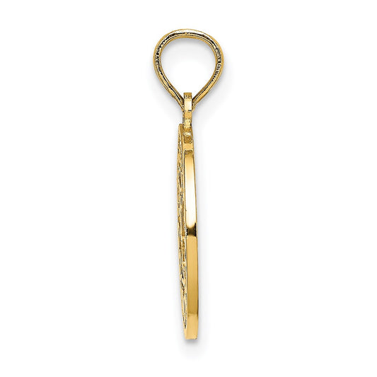 14K Textured COMMUNION Cup on Round Disc Charm