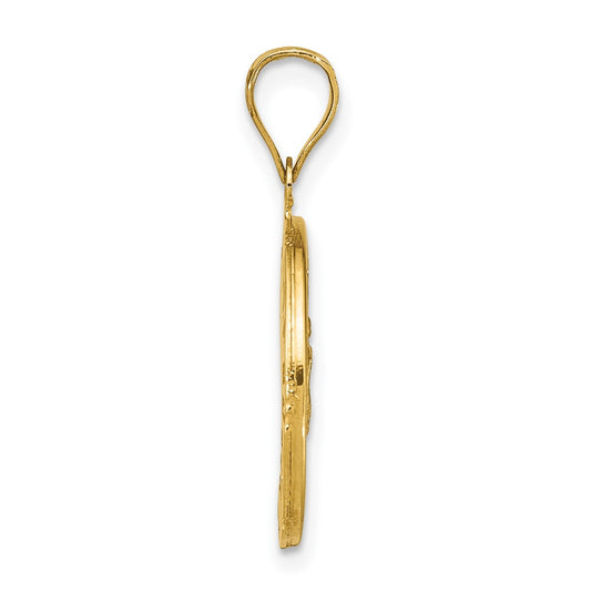 14K with Rose and White Rhodium Polished Baguette CZ Our Lady of Guadalupe Round Pendant