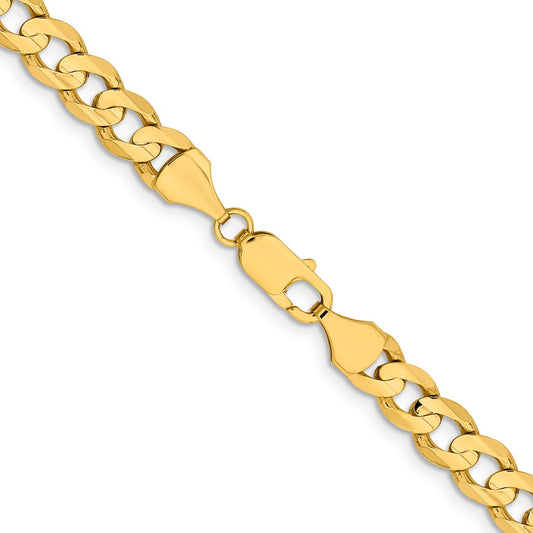 14K 8.5mm Open Concave Curb with Lobster Clasp Chain