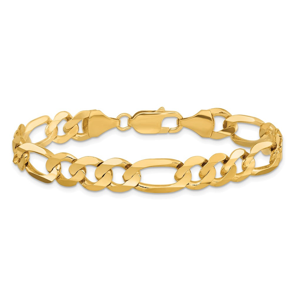14K 8.75mm Concave Open Figaro with Lobster Clasp Bracelet