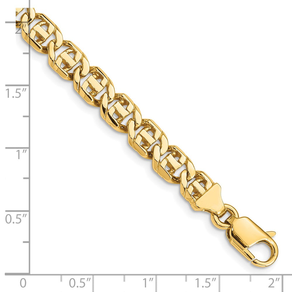 14K 6.75mm Hand Polished Fancy Link with Lobster Clasp Chain