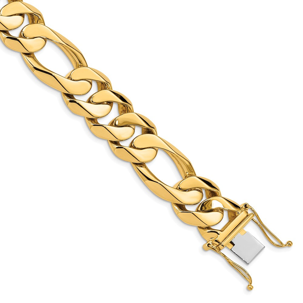 14K 15.7mm Heavy Hand Polished Figaro Link with Box Catch Chain
