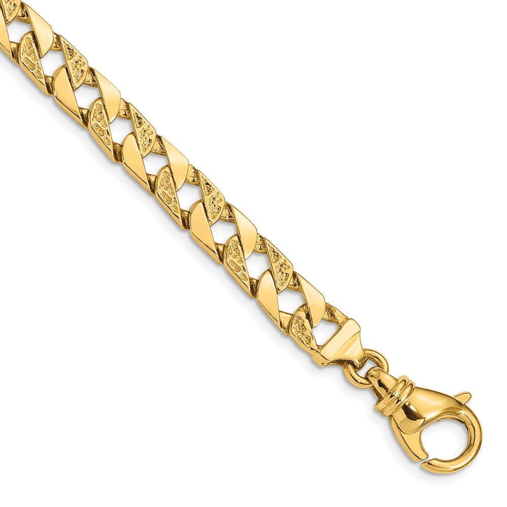 14K 7.5mm Hand Polished Fancy Link with Fancy Lobster Clasp Chain