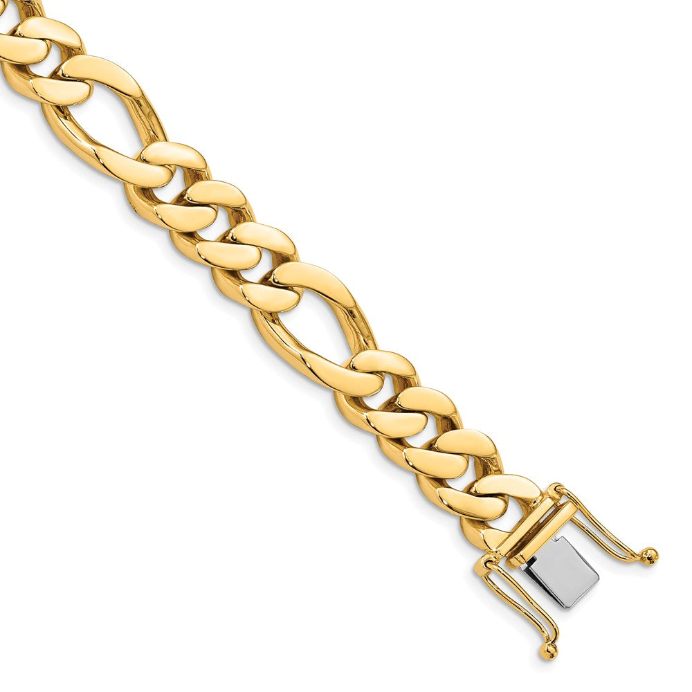 14K 11.8mm Hand Polished Figaro Link with Box Catch Chain