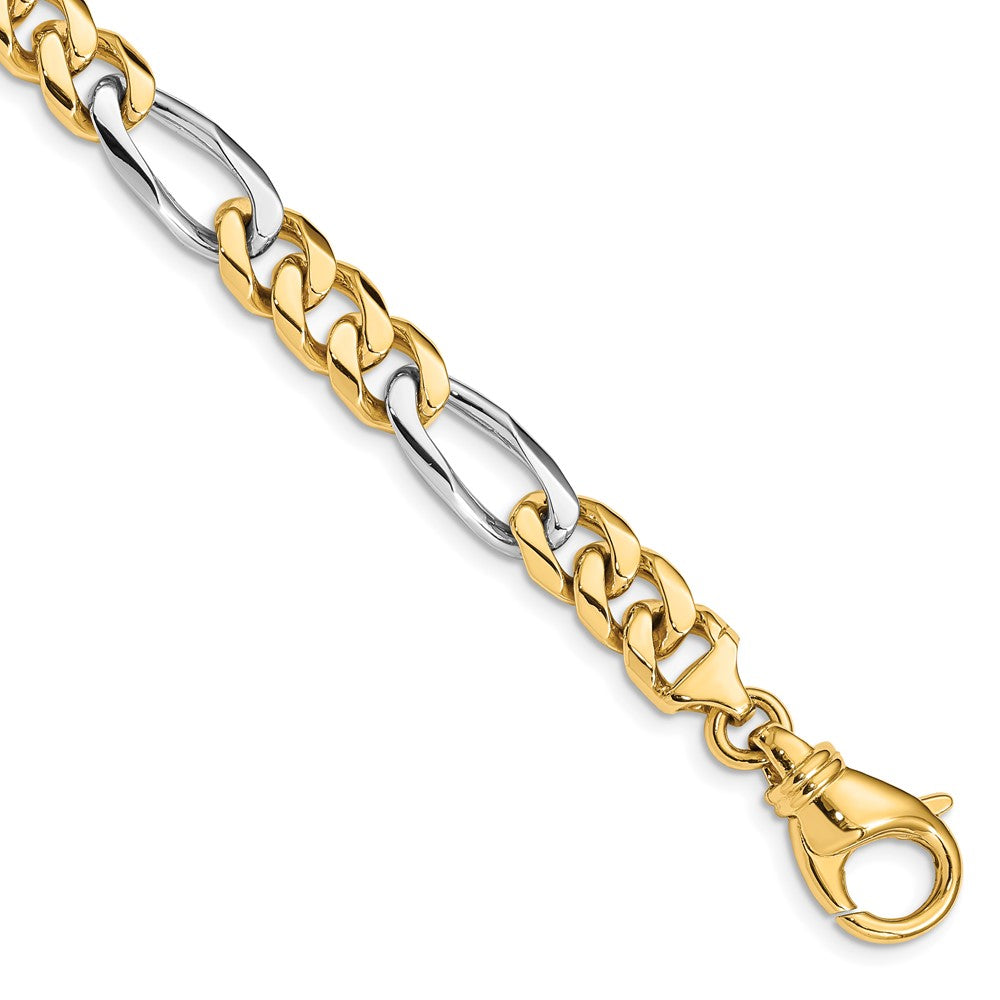 14K Two-tone 7.85mm Hand Polished Fancy Link with Fancy Lobster Clasp Chain