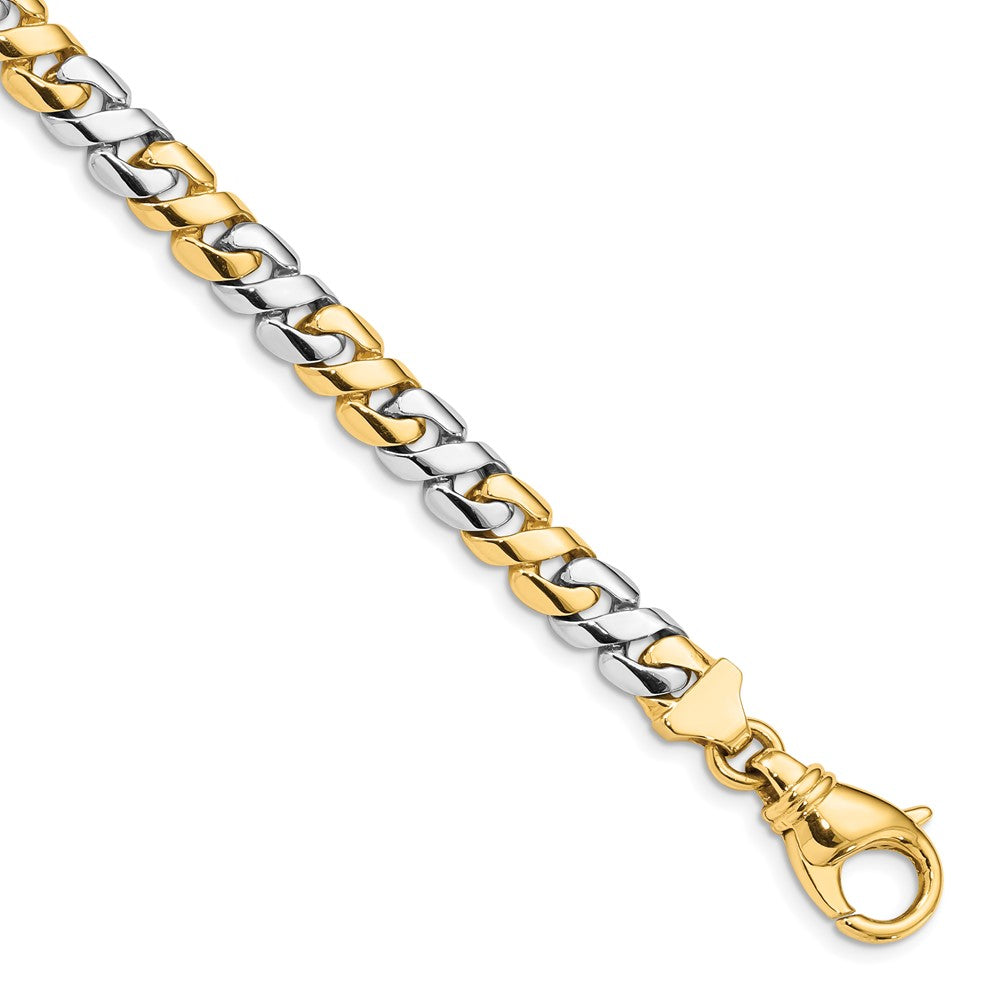 14K Two-tone 7.1mm Hand Polished Fancy Link with Fancy Lobster Clasp Chain