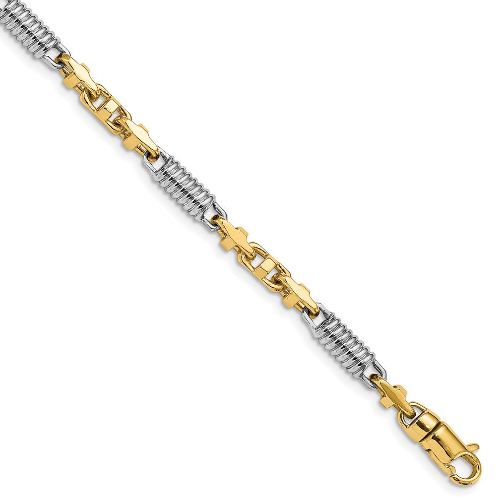 14k Two-tone 4.6mm Hand Polished Fancy Link with Lobster Clasp Chain