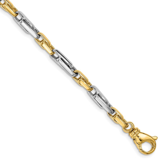 14K Two-tone 5mm Hand Polished Fancy Link with Fancy Lobster Clasp Chain