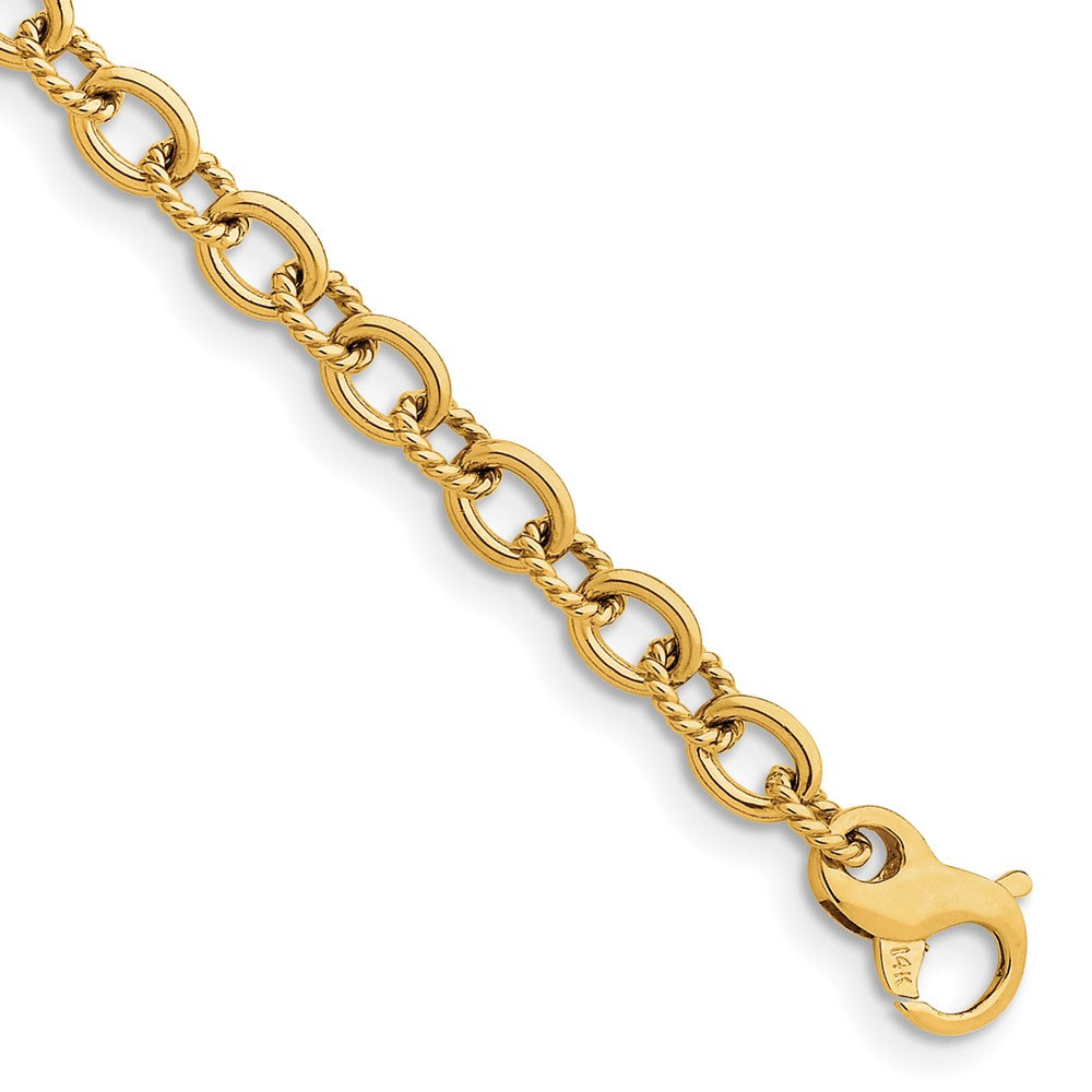 14K 7.8mm Hand Polished and Textured Fancy Link with Fancy Lobster Clasp Chain