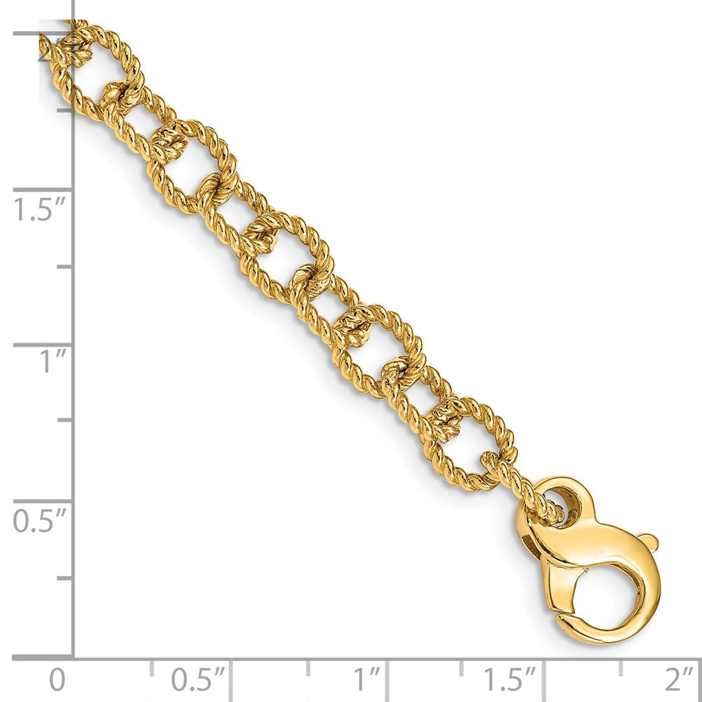 14K 6.5mm Hand Polished Fancy Rope Link with Fancy Lobster Clasp Chain