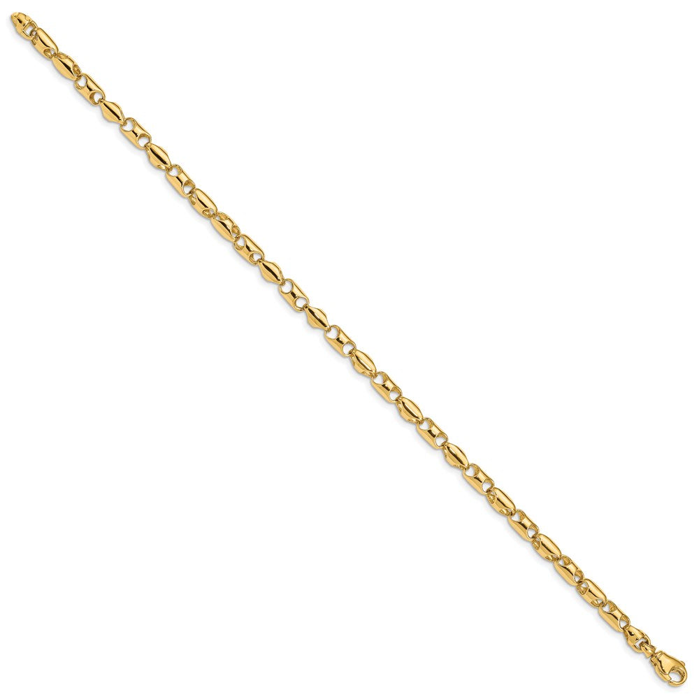 14K 4.1mm Fancy Barrel Link with Fancy Lobster Clasp Bracelet