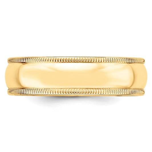 14k Yellow Gold 6mm Milgrain Half Round Wedding Band
