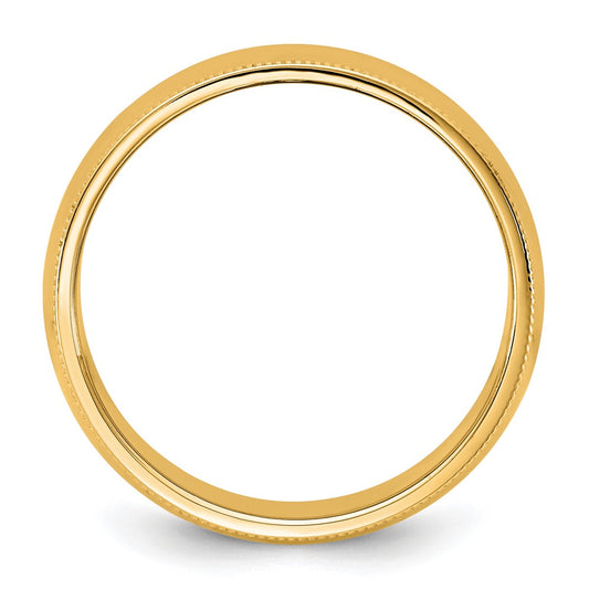 14KY 7mm Milgrain Half Round Band
