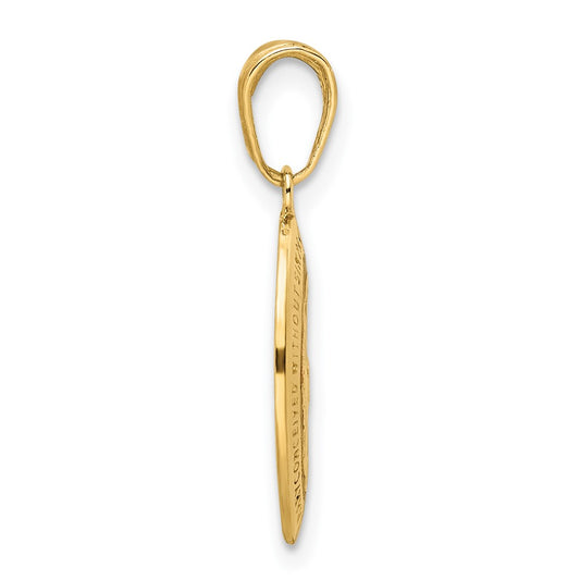 14k Solid Red Enameled Miraculous Medal Oval Pendant